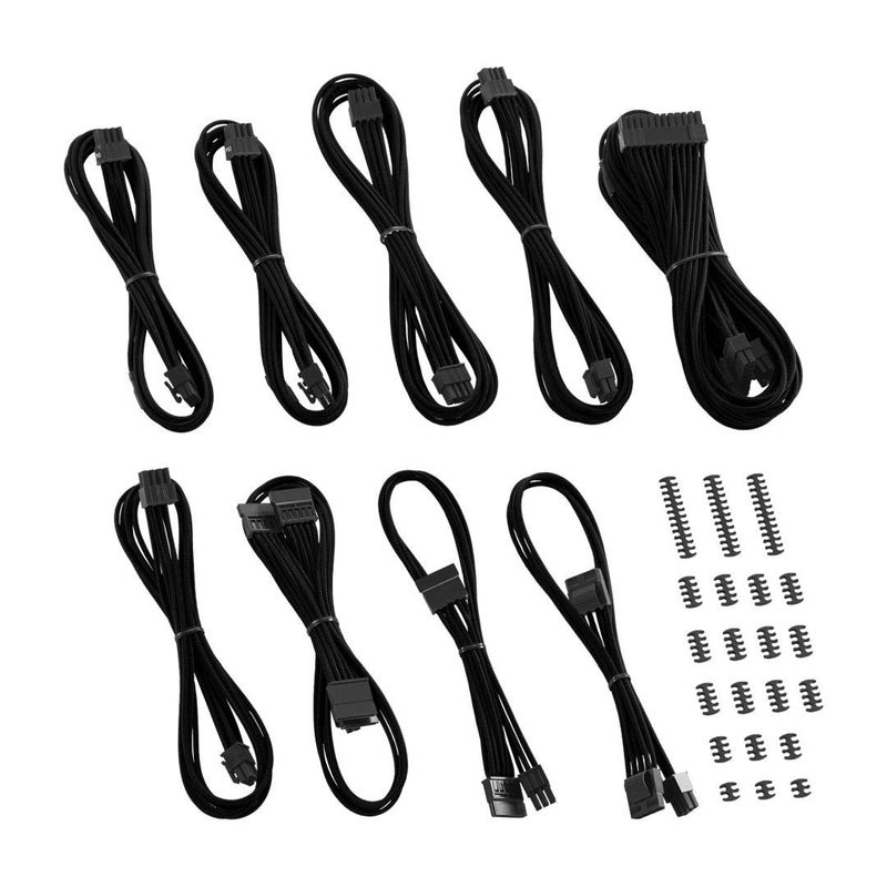 CableMod مجموعة كابلات كابل مود C-Series Classic ModMesh المغلفة لنوع 4 RM من كورسير بلاك لابل/RMi/RMX (أسود) - Image 1